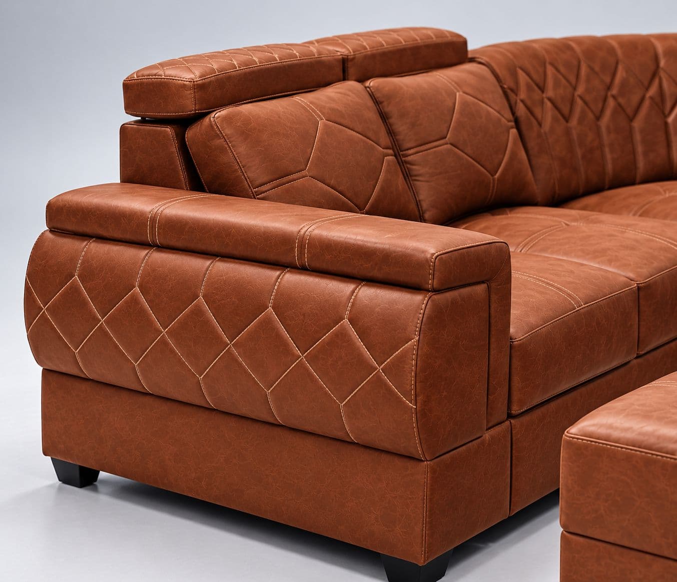 Image 6 for New Bugathi 2+C+2+1+CT+2 puffy Sofa Set The Premium Brown Quilted Sectional Spacious Corner Seating Arrangement Suitable For Modern Living Rooms (WH)