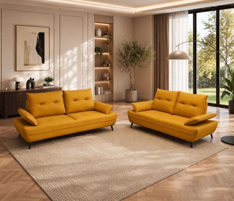 ZM 973 3+2 Seater Body Touch Leather Pine Wood Frames With Metal Legs (BTM)(HYD)