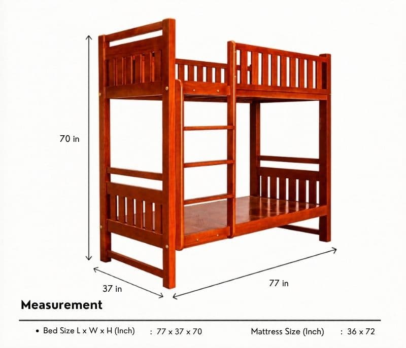 Image 12 for The Cozy-Climb Bunker Bed In Solid Mahogany Wood (WH)(BWD)(BTM)(EC)