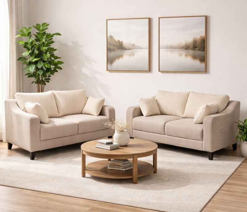 Teddy Sofa 3+2 Sofa (Velvet Suede, Irish Cream) (SKN OTD)
