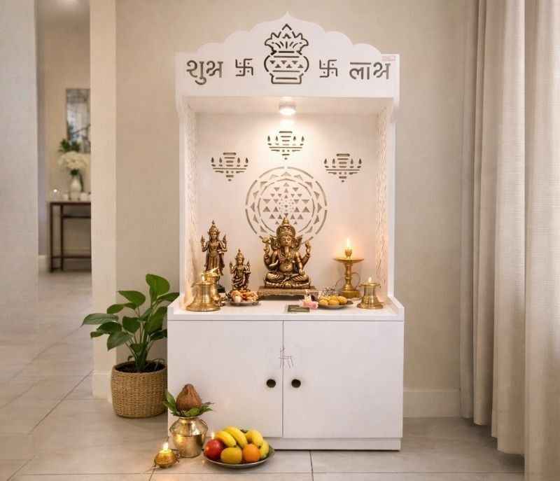 Pooja Mandir 60x30 HDF With White Ducco (EC OTD)