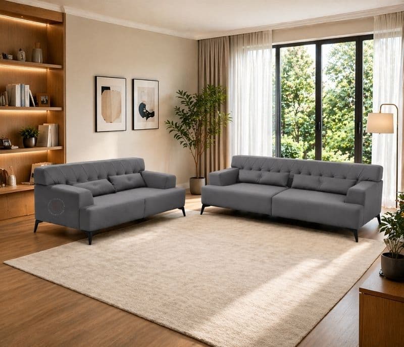 Image 3 for Cheslin Sofa 3+2 Seater Polyester Linen Blend Fabric  (WH OTD)