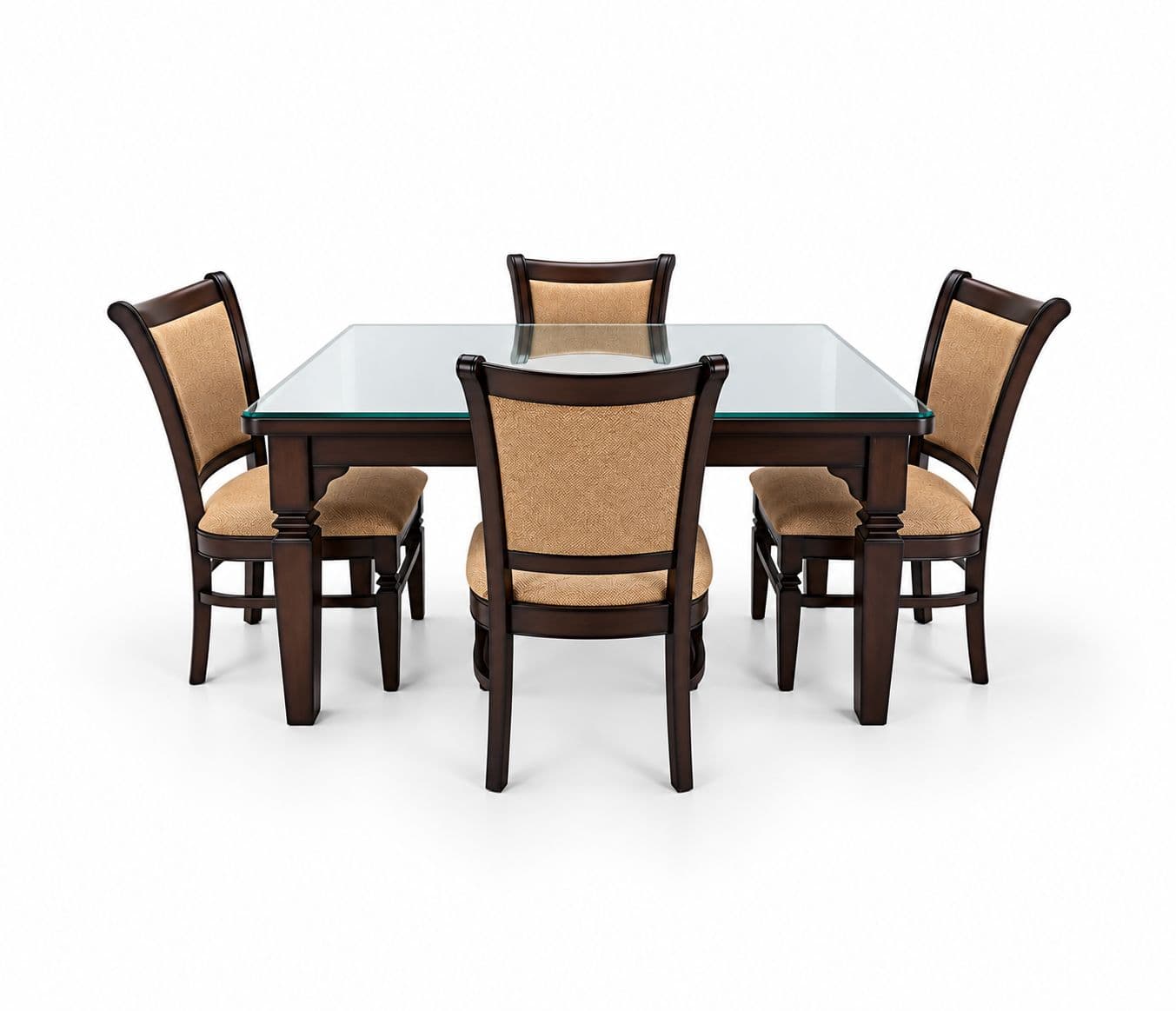 Image 2 for Classic 44 Dining Table 1+4 Seater With Glass Top (WH)