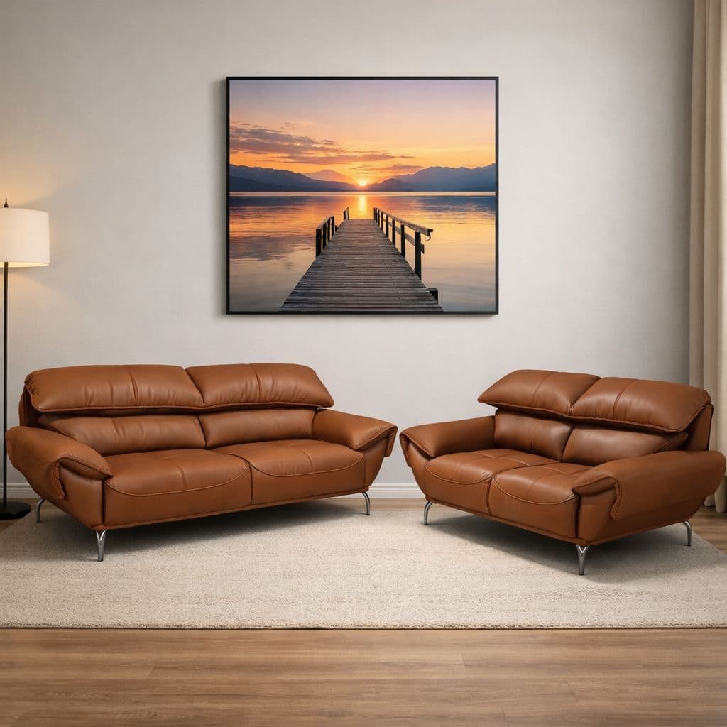 F1 3+2 Seater Micro Suede With Neem Wood Metal Legs (EC)(WH)(SKN)