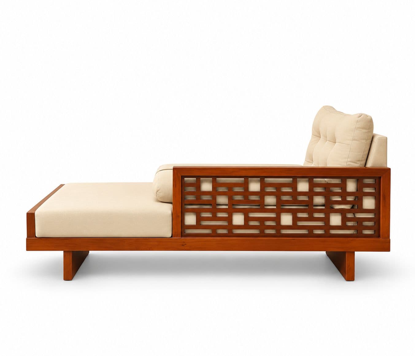 Image 17 for Estonia Sofa 3+ Lounger With 2 Seater High Density Foams And Micro Seude Fabric And Acacia Wood (BTM OTD)