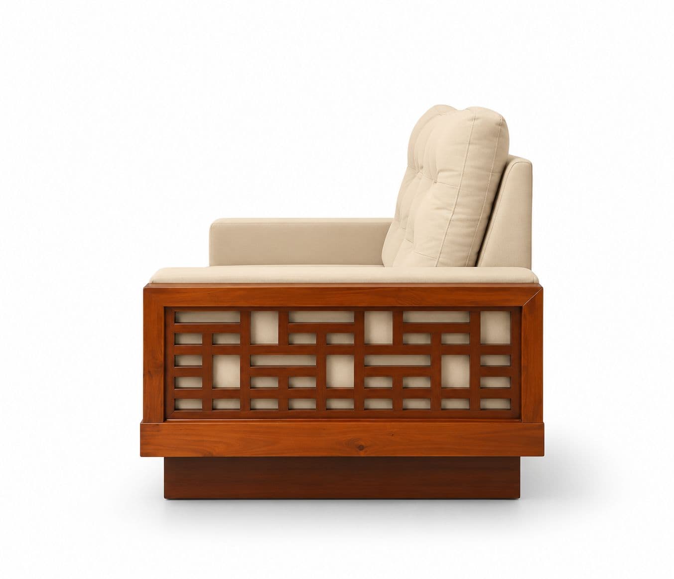 Image 18 for Estonia Sofa 3+ Lounger With 2 Seater High Density Foams And Micro Seude Fabric And Acacia Wood (BTM OTD)