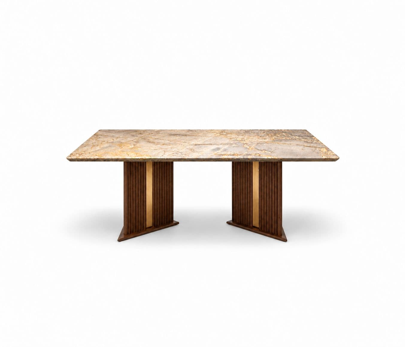 Image 18 for Dining Table 1+6 Seater Trio / DC 32 / Cogo Marble Top Ash Wood With Metal Grip Base  66*36 (BS-WF)