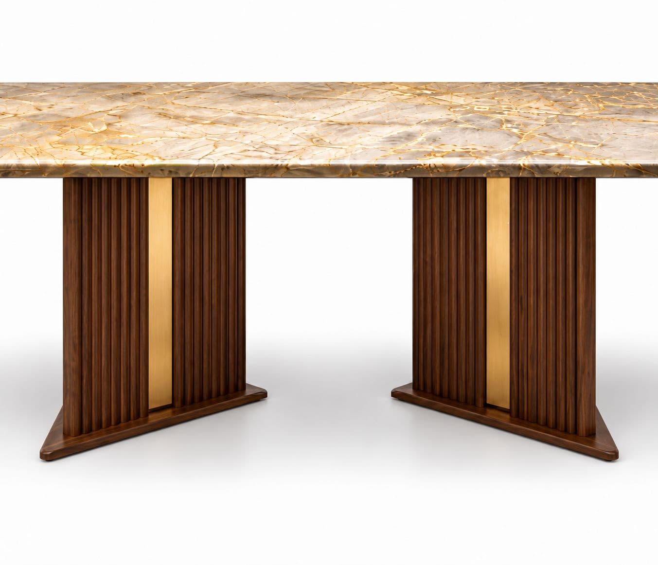 Image 13 for Dining Table 1+6 Seater Trio / DC 32 / Cogo Marble Top Ash Wood With Metal Grip Base  66*36 (BS-WF)