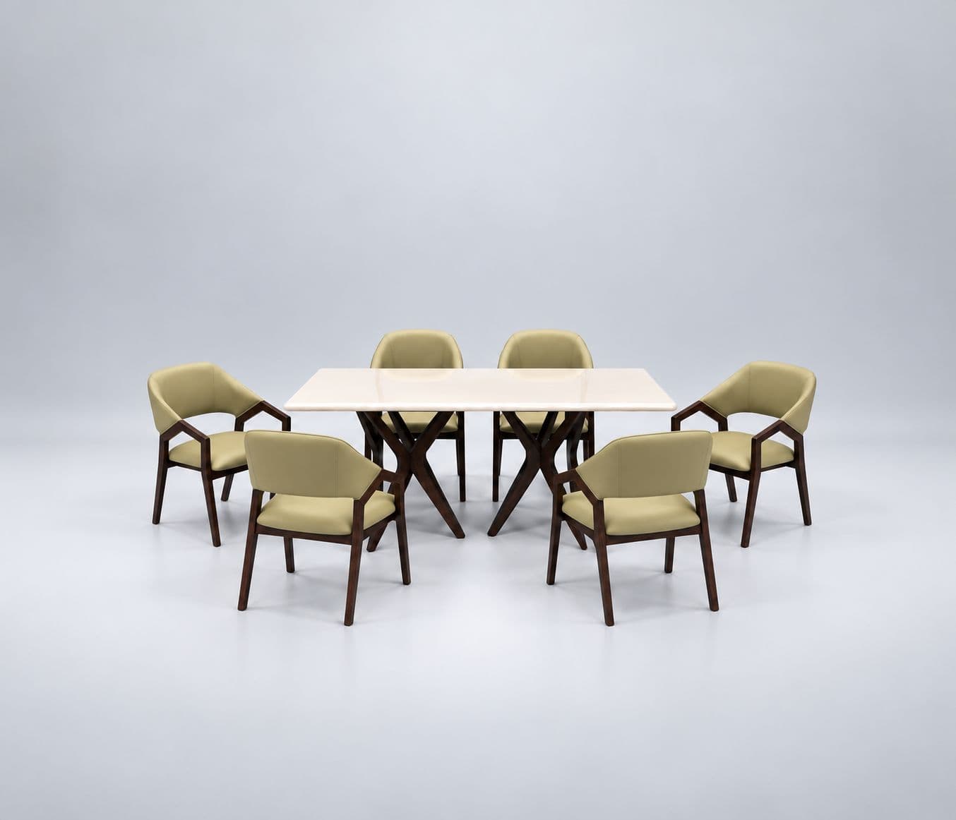 Image 3 for Oval Dining Set 1+6 Seater Marble Top With Wood Base (RCH STG)
