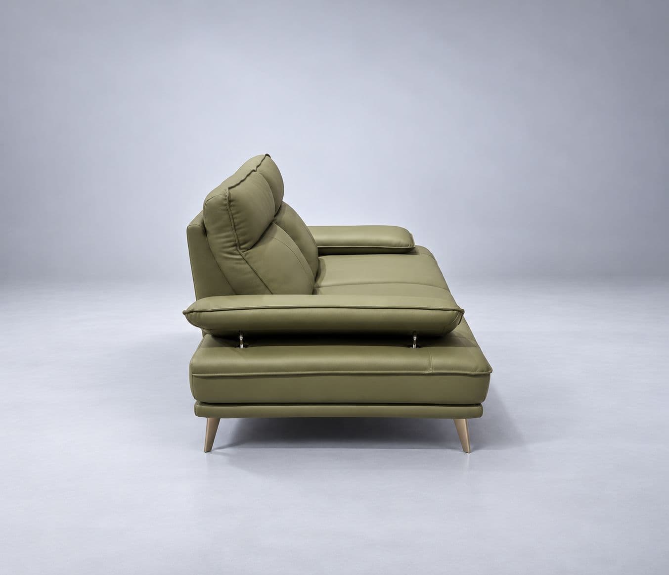 Image 7 for ZM958 2 Seater Sofa Olive Green Premium Body Touch Leather The Generously Padded Backrests With Integrated Headrest Cushions Provide Excellent Support While The Wide Cushioned Armrests Enhance Everyday Comfort (KORA OTD)