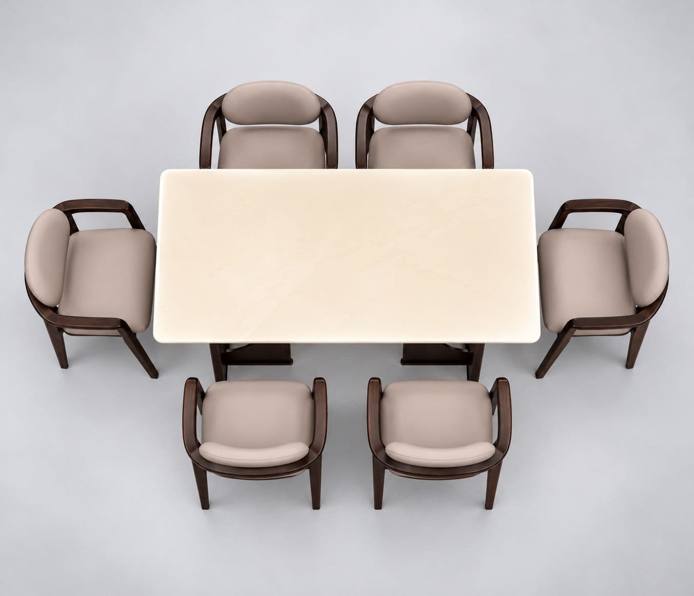 Image 4 for Iris Dining Set 1+6 Seater Marble Top With Wood Base (RCH STG)