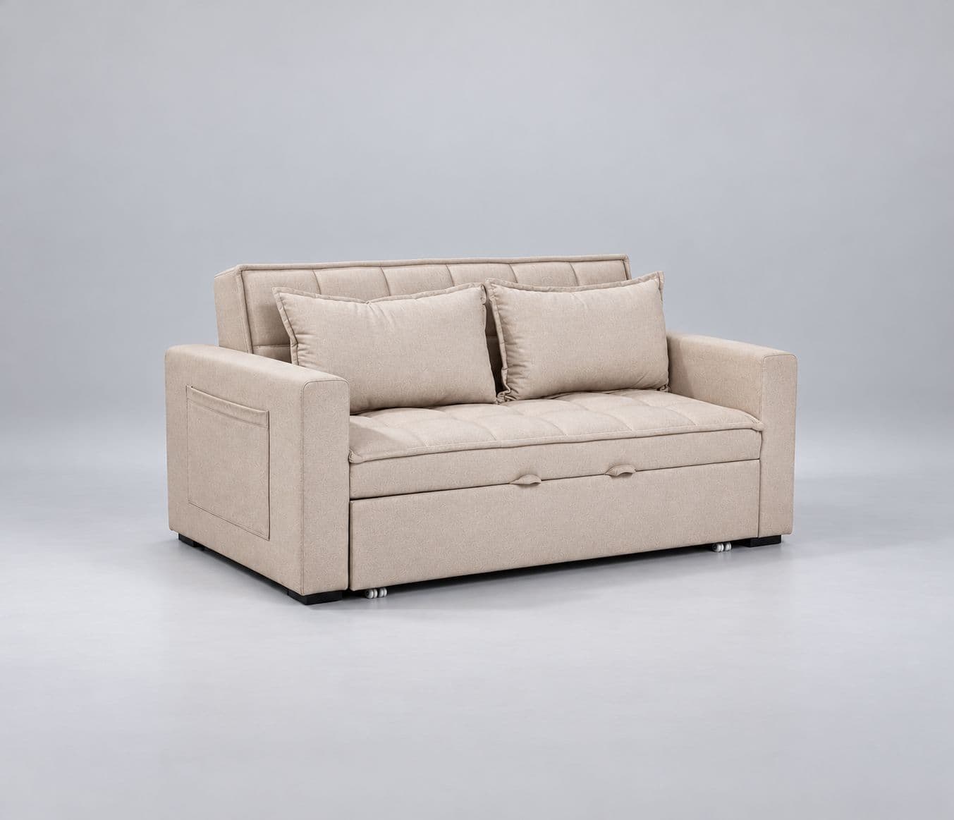 Image 4 for Anke 3 Seater SCB Convertible Sofa Cum Bed Tufted Cushioned Surface Quilted Sleeping Surface Designed For Additional Comfort Convenient pull-out design for easy conversion (WH)