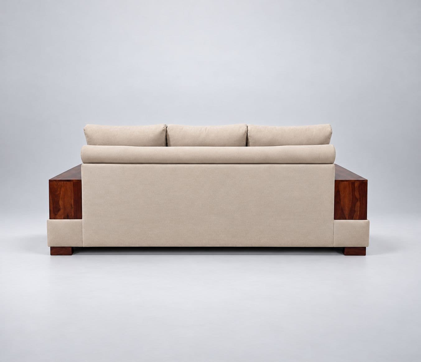 Image 8 for Box Sofa Set  3+2+Divan Premium Modern Wooden Frame with Dark-Brown Finish Wide Wooden Armrests with Open Storage Compartments (WH)