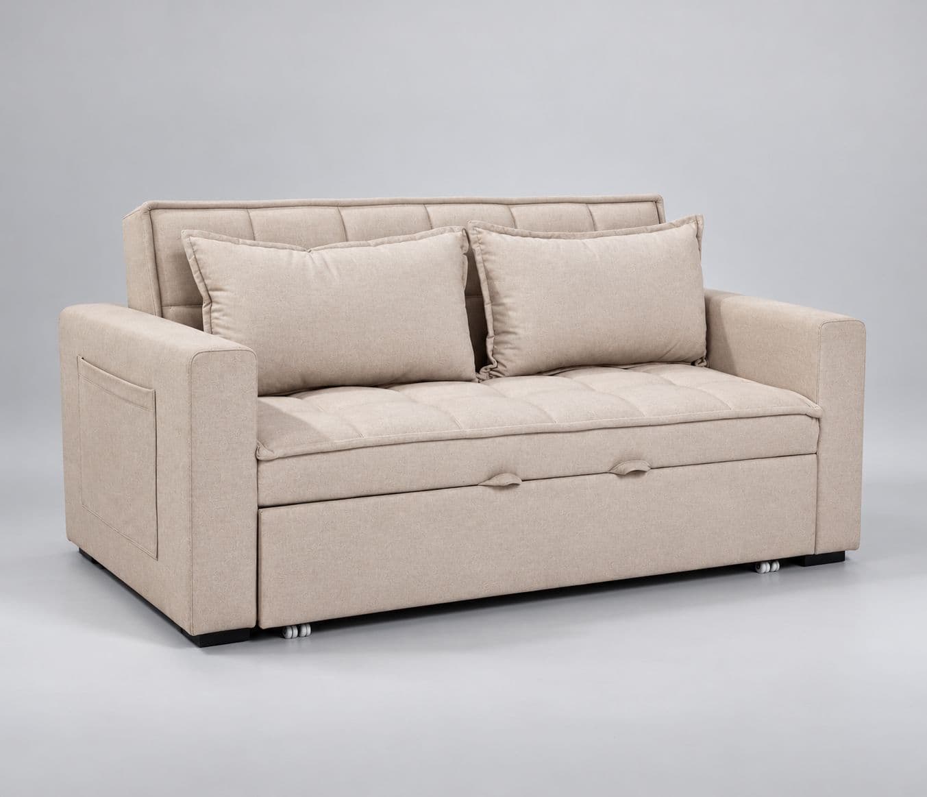 Image 7 for Anke 3 Seater SCB Convertible Sofa Cum Bed Tufted Cushioned Surface Quilted Sleeping Surface Designed For Additional Comfort Convenient pull-out design for easy conversion (WH)