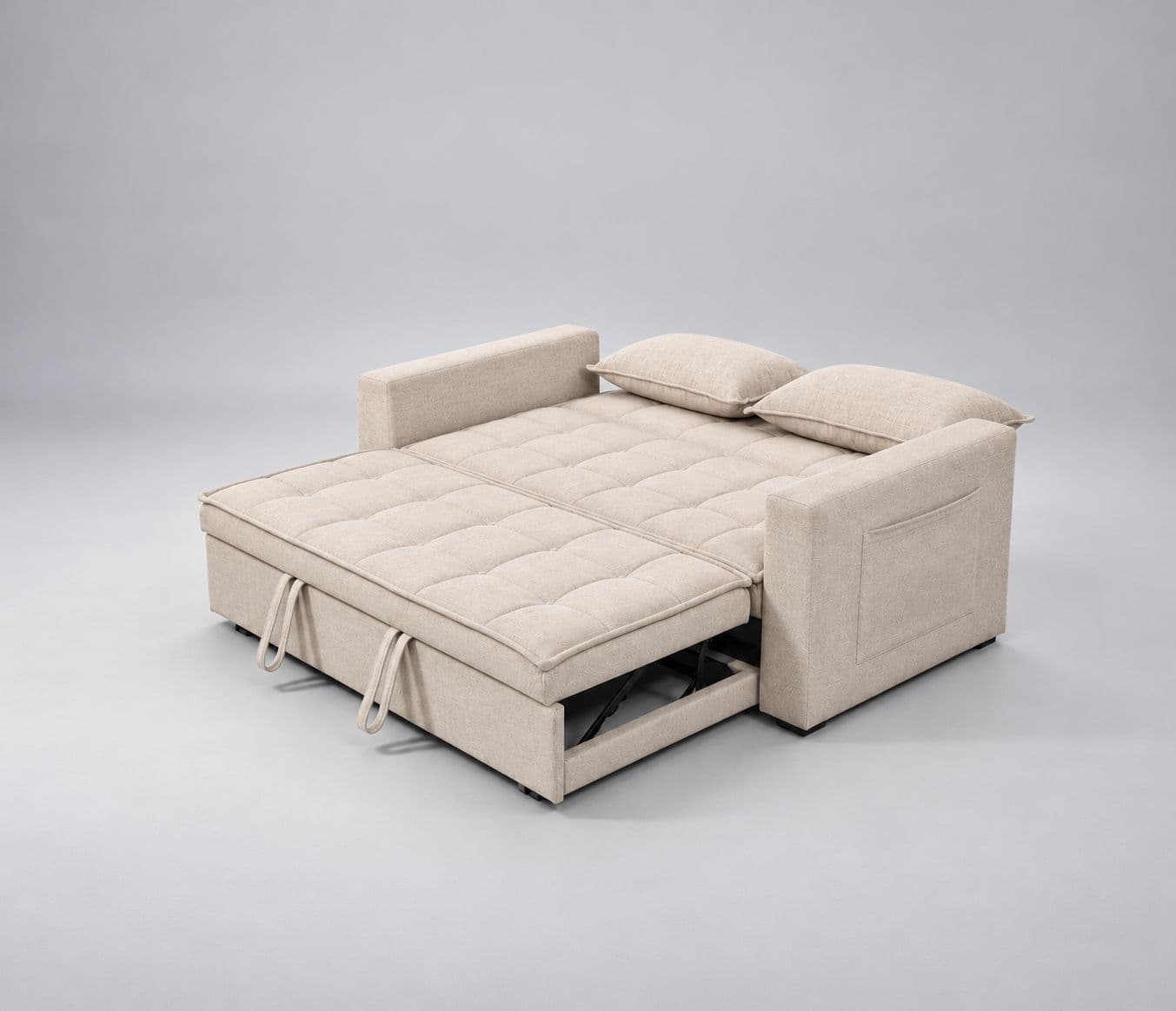 Image 5 for Anke 3 Seater SCB Convertible Sofa Cum Bed Tufted Cushioned Surface Quilted Sleeping Surface Designed For Additional Comfort Convenient pull-out design for easy conversion (WH)