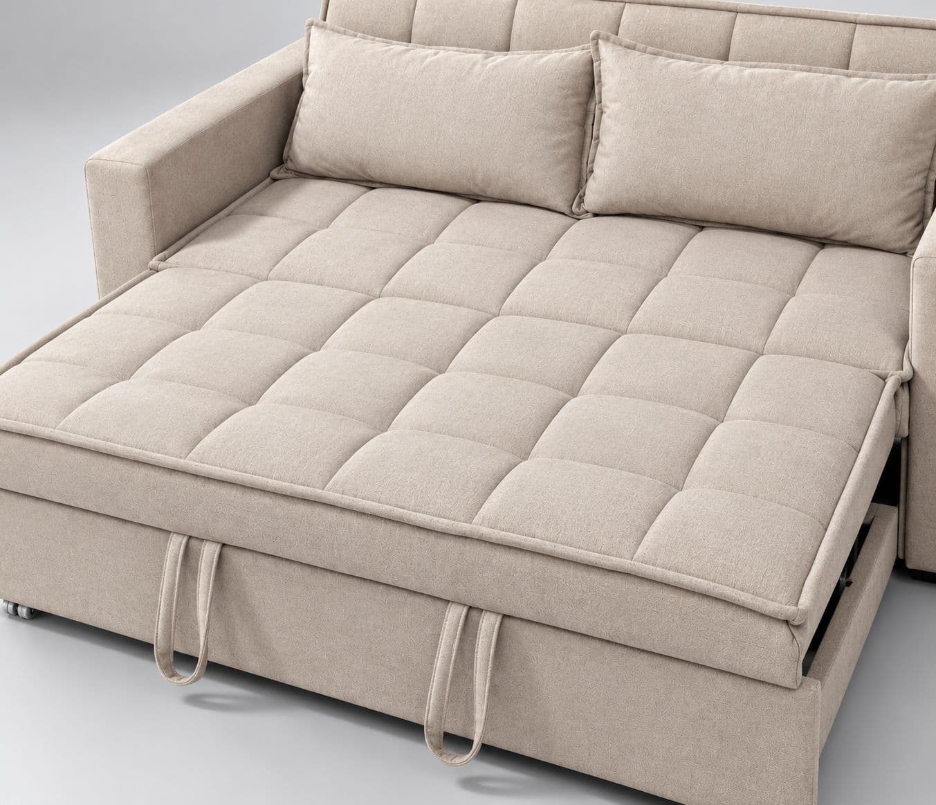 Image 10 for Anke 3 Seater SCB Convertible Sofa Cum Bed Tufted Cushioned Surface Quilted Sleeping Surface Designed For Additional Comfort Convenient pull-out design for easy conversion (WH)
