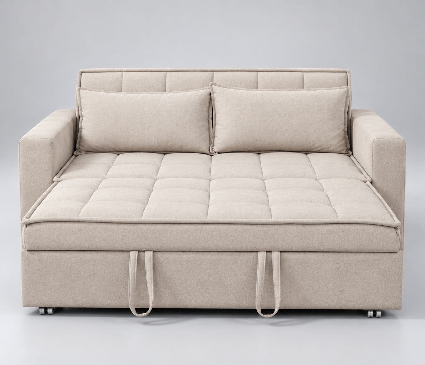 Image 9 for Anke 3 Seater SCB Convertible Sofa Cum Bed Tufted Cushioned Surface Quilted Sleeping Surface Designed For Additional Comfort Convenient pull-out design for easy conversion (WH)
