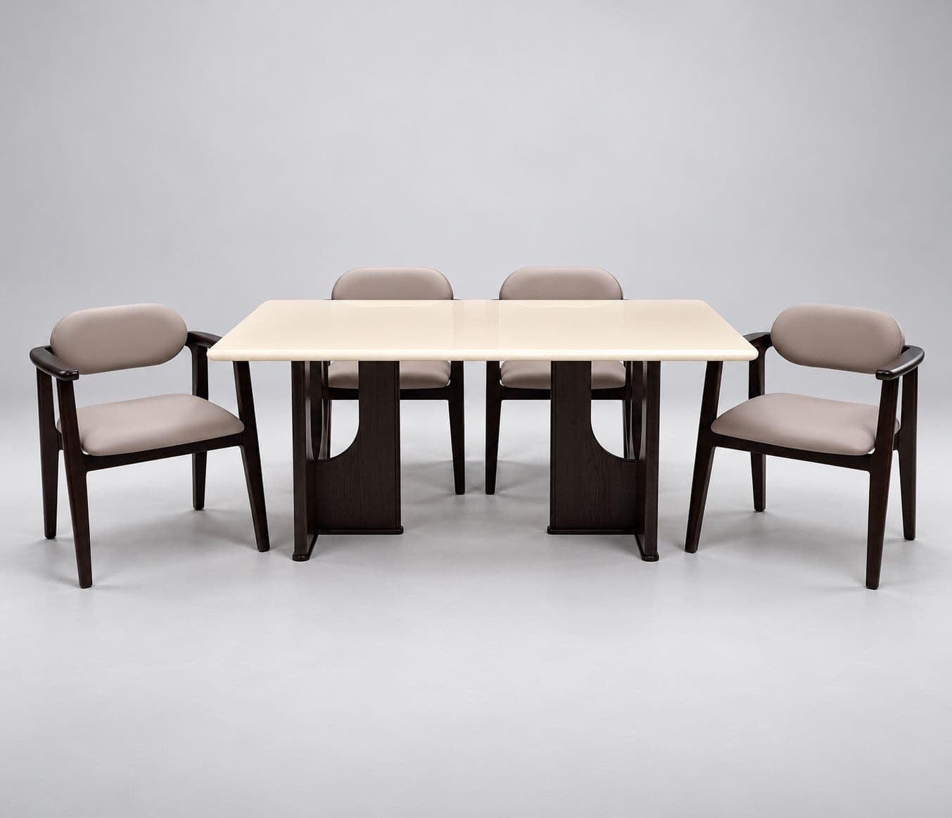 Image 5 for Iris Dining Set 1+6 Seater Marble Top With Wood Base (RCH STG)