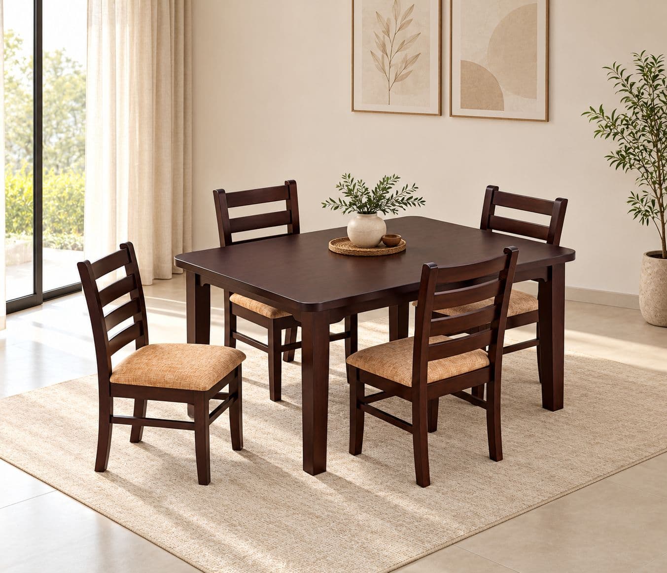 Bhagath Package Dining Table 1+4 Seater With Wood (WH)