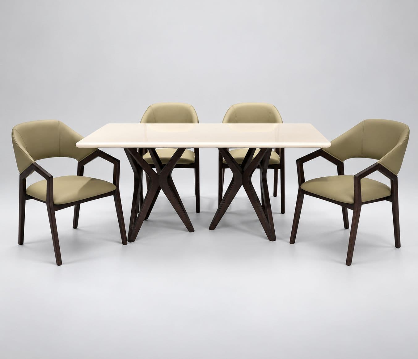 Image 4 for Oval Dining Set 1+6 Seater Marble Top With Wood Base (RCH STG)