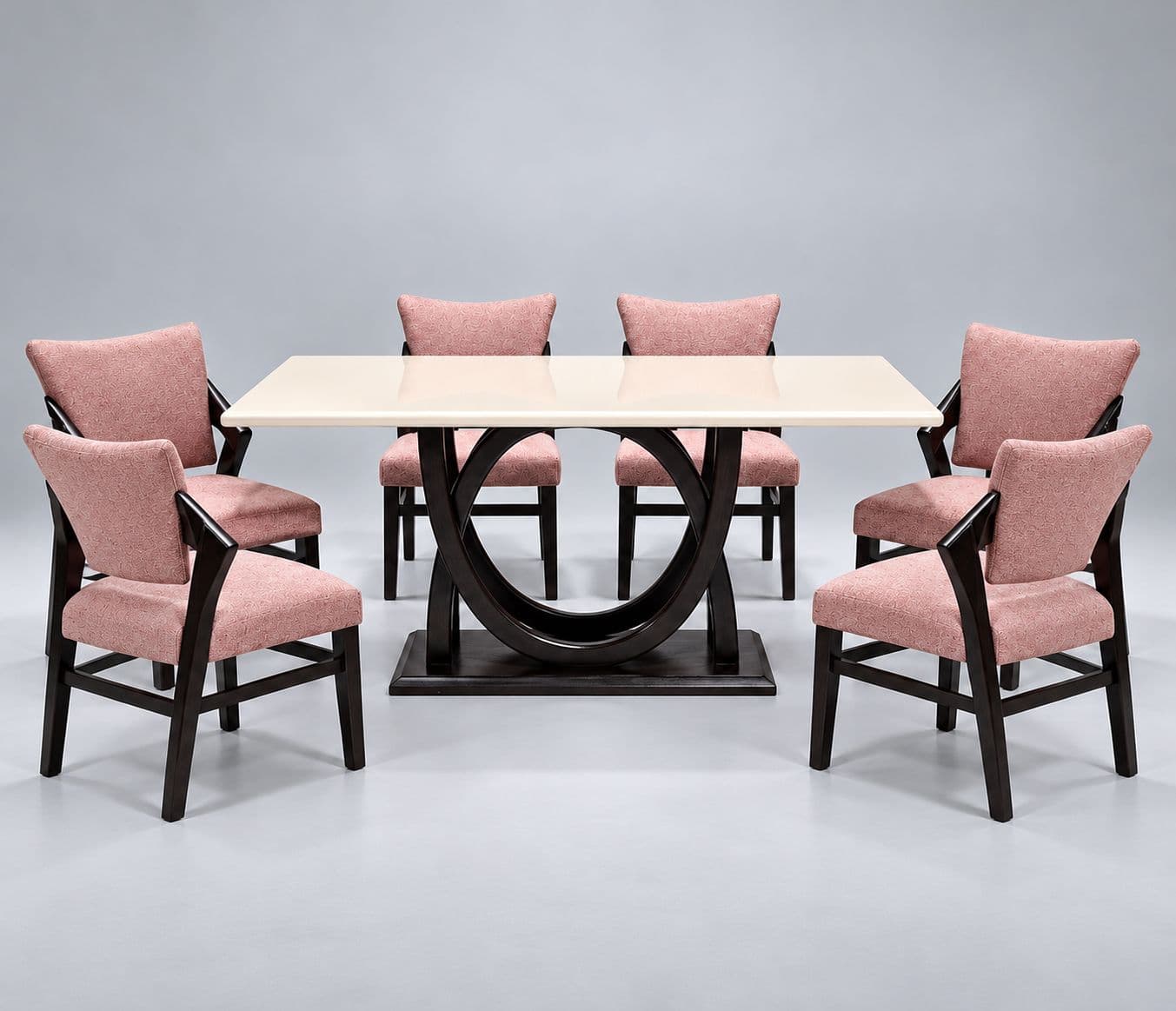 Image 3 for Princess Dining Set 1+6 Seater Marble Top With Wood Base (RCH STG)