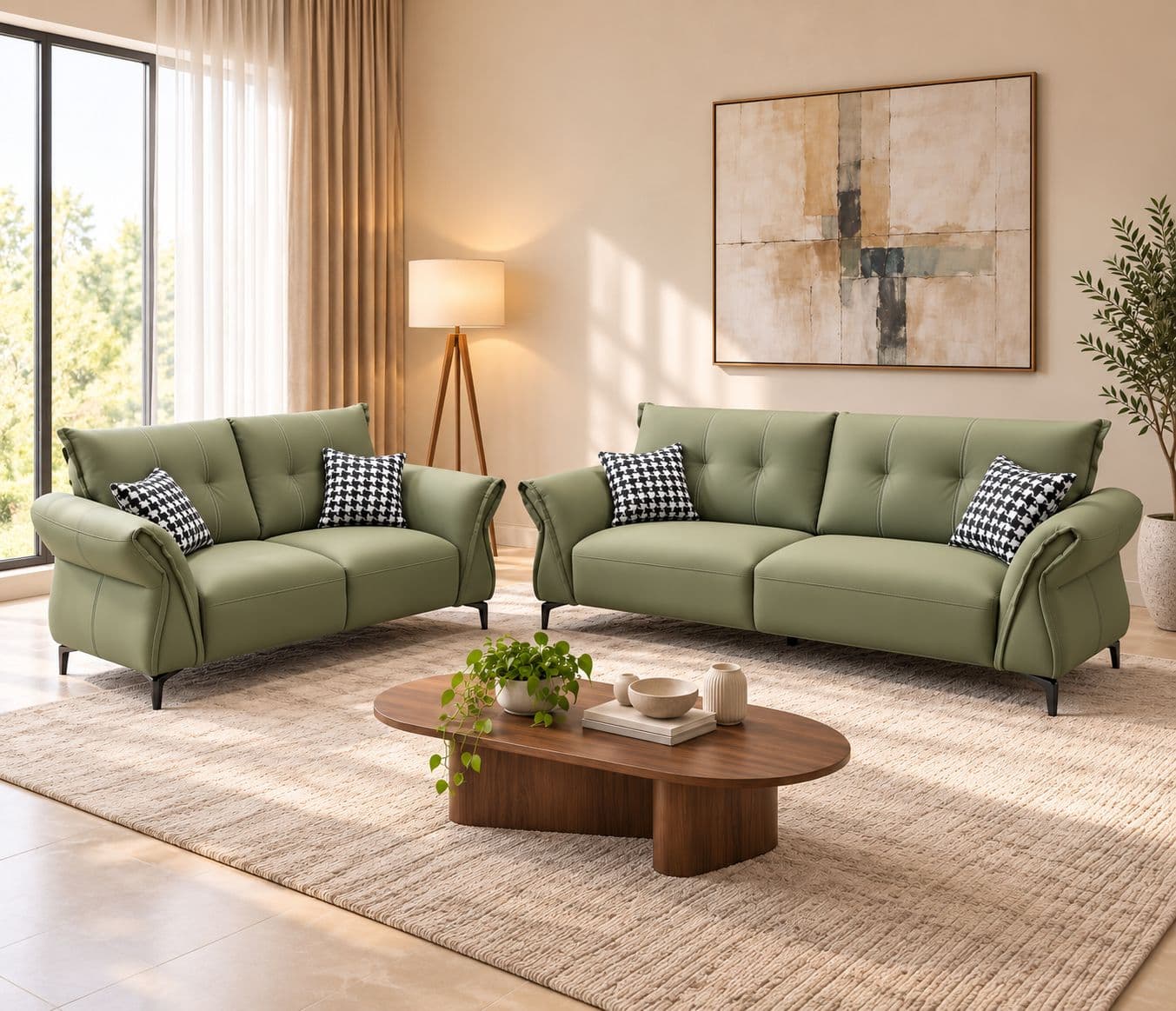 Avira Sofa Set 3+2 Seater With Fabric