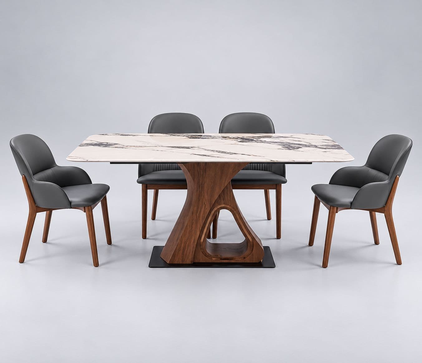 Image 5 for Dining Set 1+6 Seater 182-136  Chairs Leatherette With Rubber Wood Base Laminate With PVD (BWD)