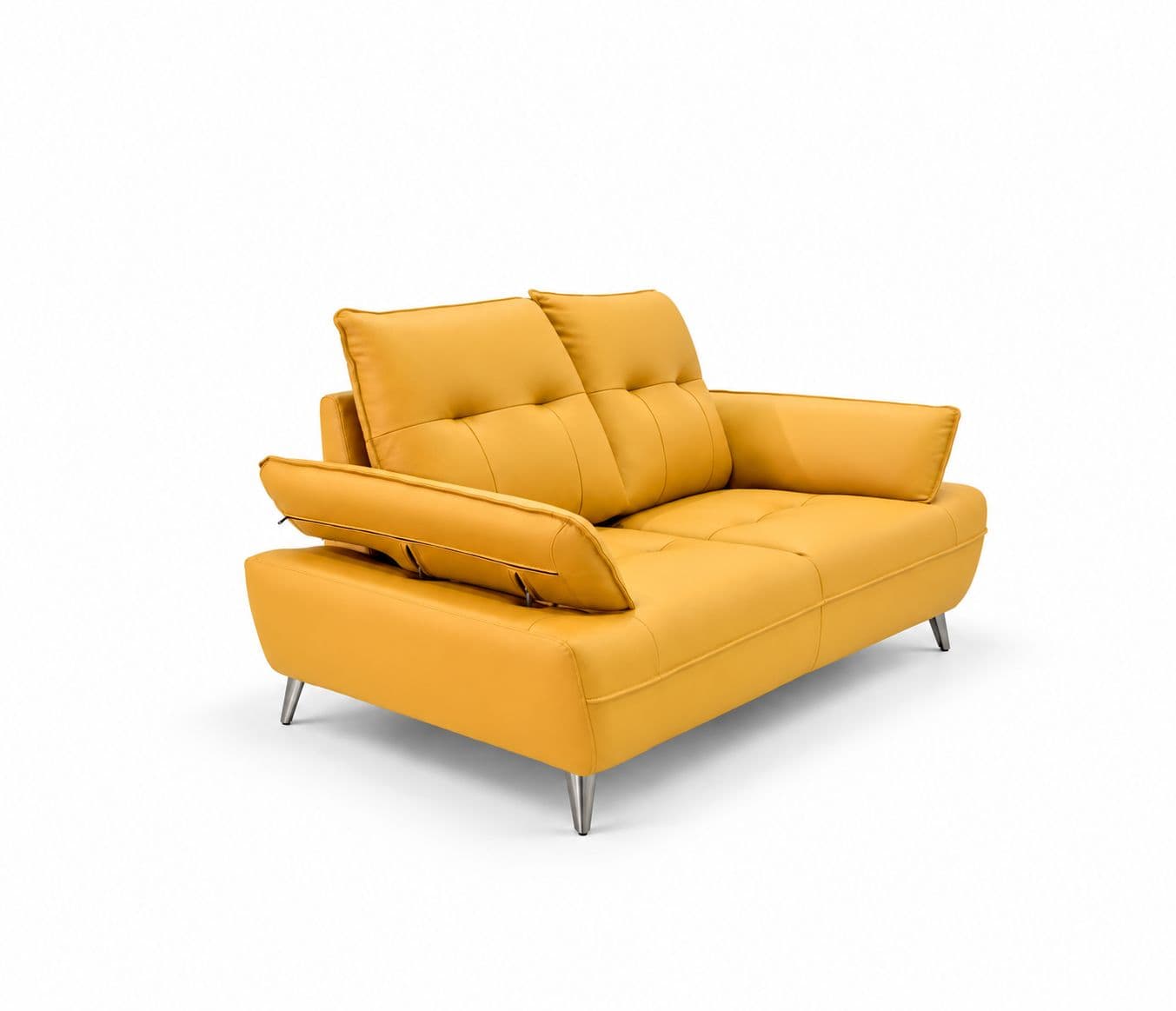 Image 4 for ZM973- Sofa 2 Seater-YH29 Static Body Touch Leather Pine Wood Frames With Metal Legs (D-WH)