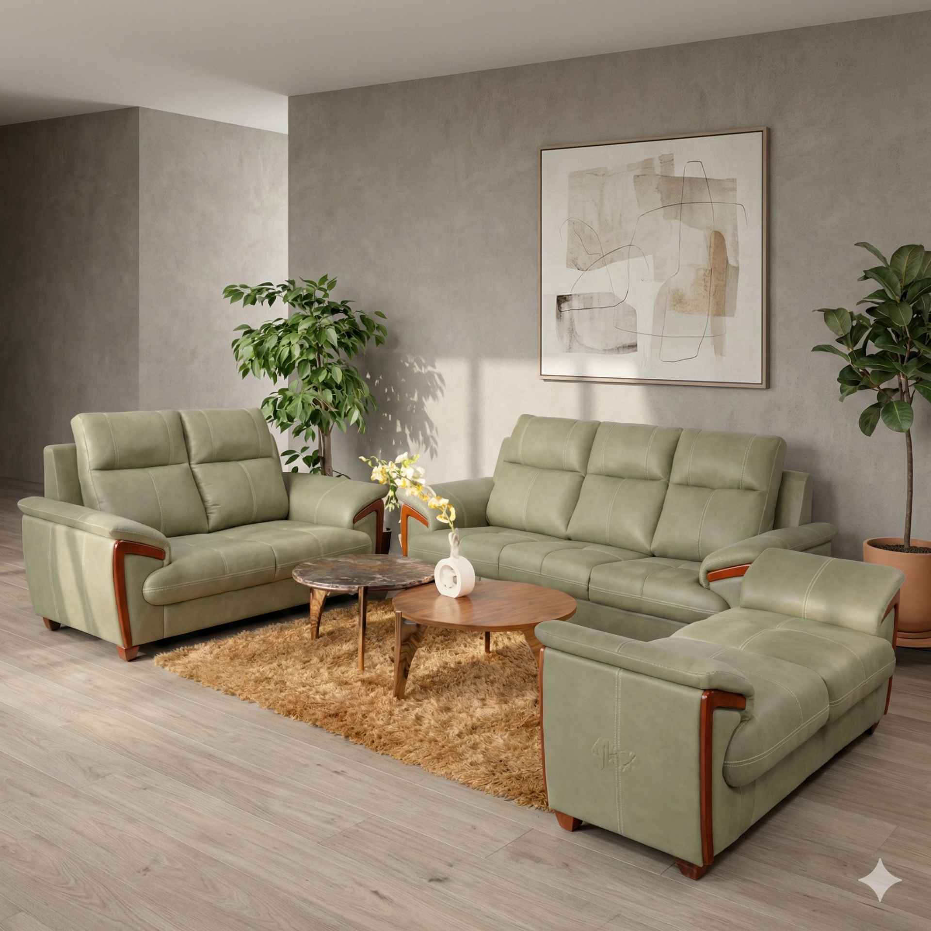 OSLO 3+2 With Divider (Micro Suade, Green)  (KORA)(SKN)(WF)(LGB)(EC)(BSK)