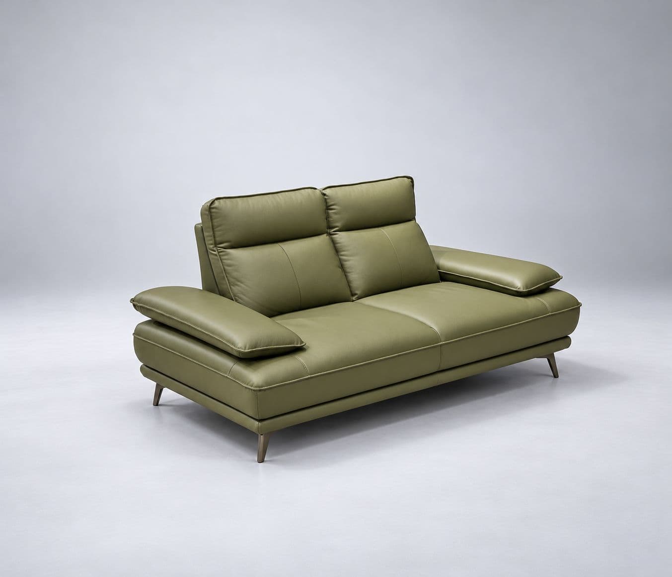Image 5 for ZM958 2 Seater Sofa Olive Green Premium Body Touch Leather The Generously Padded Backrests With Integrated Headrest Cushions Provide Excellent Support While The Wide Cushioned Armrests Enhance Everyday Comfort (KORA OTD)