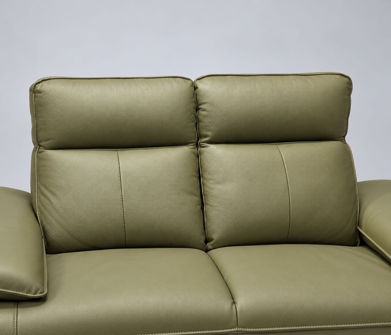Image 4 for ZM958 2 Seater Sofa Olive Green Premium Body Touch Leather The Generously Padded Backrests With Integrated Headrest Cushions Provide Excellent Support While The Wide Cushioned Armrests Enhance Everyday Comfort (KORA OTD)