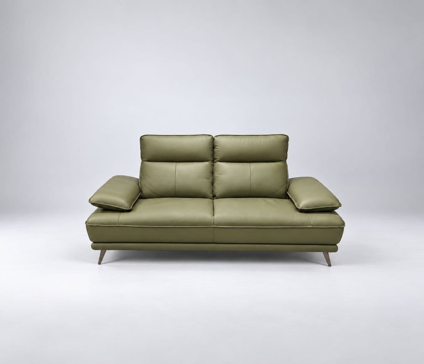 Image 6 for ZM958 2 Seater Sofa Olive Green Premium Body Touch Leather The Generously Padded Backrests With Integrated Headrest Cushions Provide Excellent Support While The Wide Cushioned Armrests Enhance Everyday Comfort (KORA OTD)