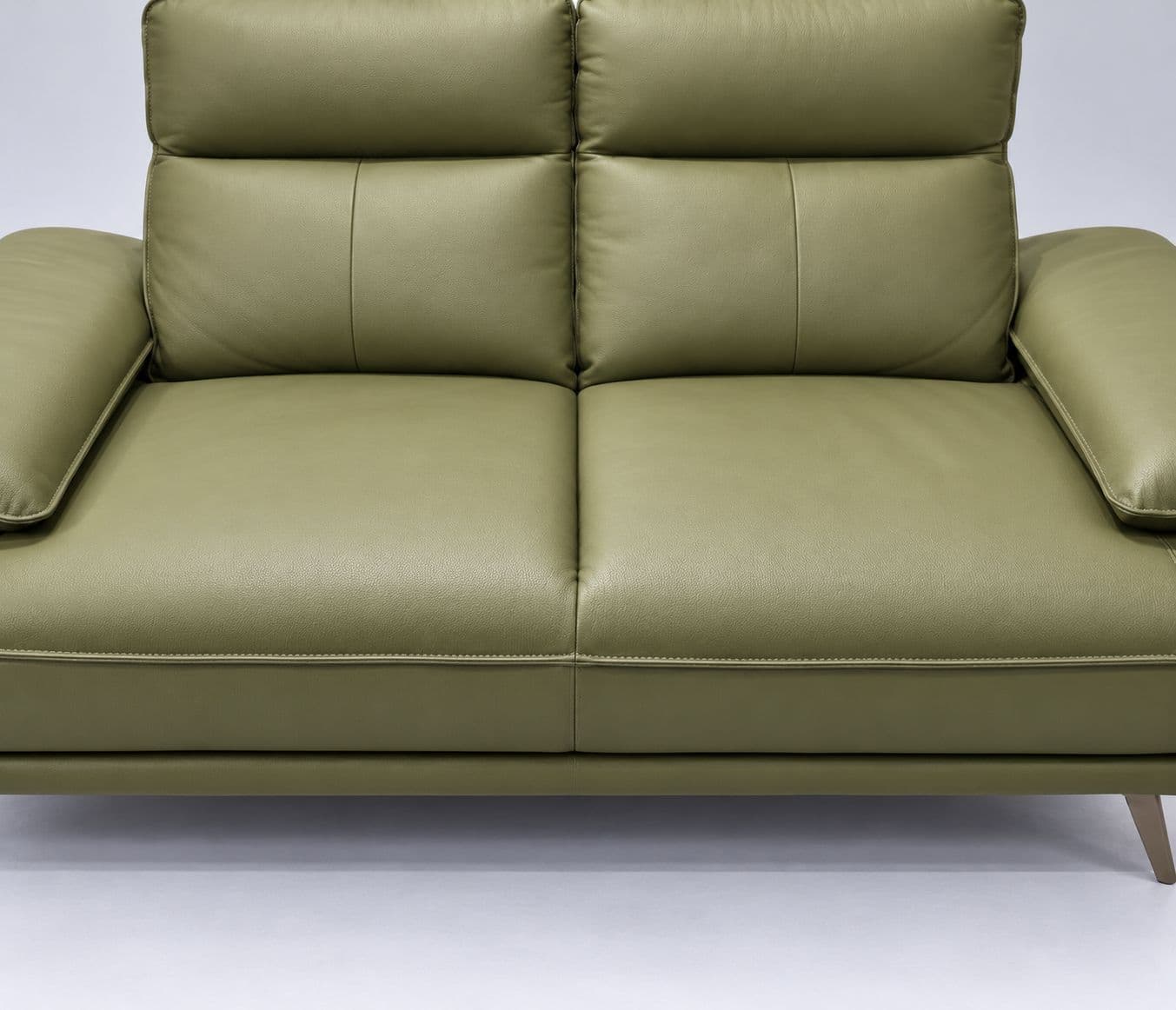 Image 8 for ZM958 2 Seater Sofa Olive Green Premium Body Touch Leather The Generously Padded Backrests With Integrated Headrest Cushions Provide Excellent Support While The Wide Cushioned Armrests Enhance Everyday Comfort (KORA OTD)