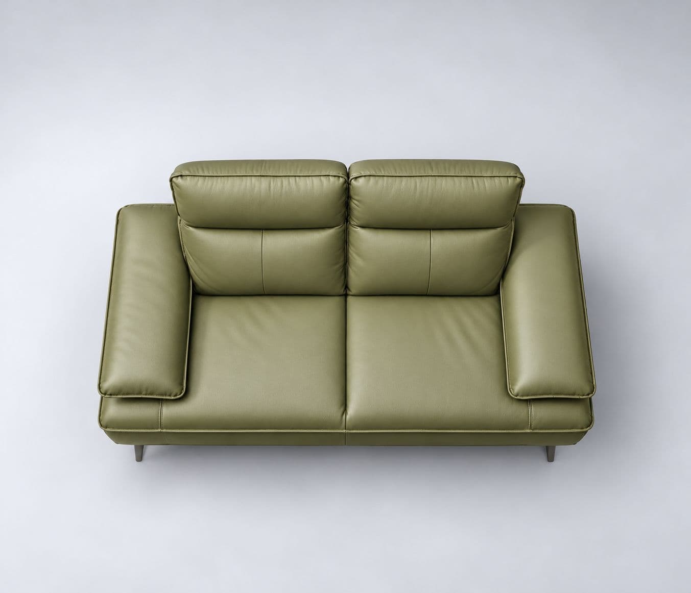 Image 11 for ZM958 2 Seater Sofa Olive Green Premium Body Touch Leather The Generously Padded Backrests With Integrated Headrest Cushions Provide Excellent Support While The Wide Cushioned Armrests Enhance Everyday Comfort (KORA OTD)