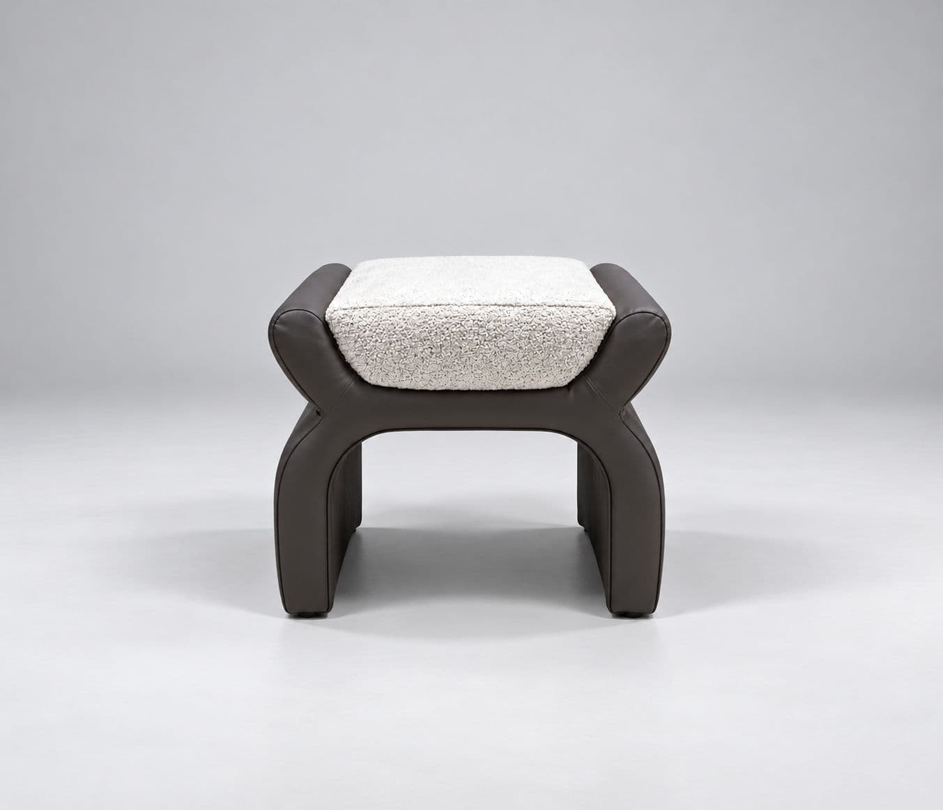 Image 7 for Lily Ottoman Stool Leatherette-Style Finish Upholstery Unique Curved Silhouette With An Elegant Architectural Appearance