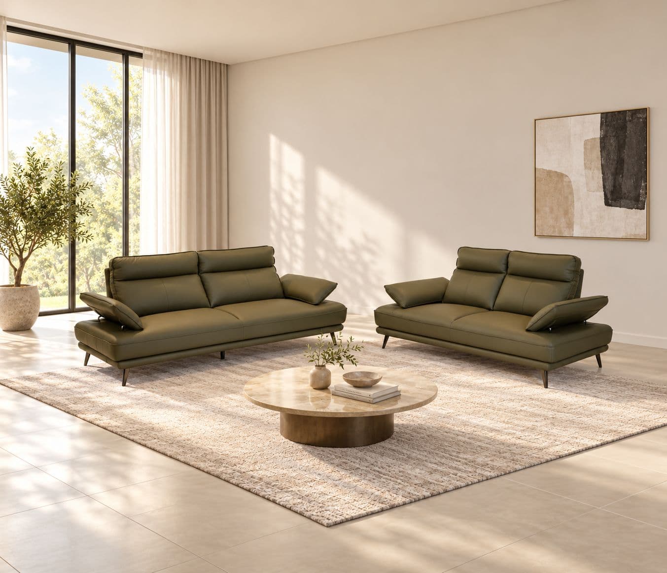 Image 1 for ZM958 Sofa Set 3+2 Seater  Body Touch Leather (HYD)(CP)