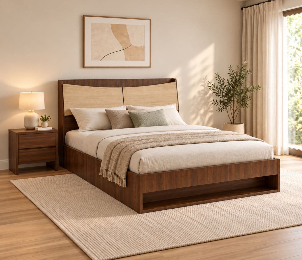 Wav King Bed Full Lift Engineered Wood Bed (WI)