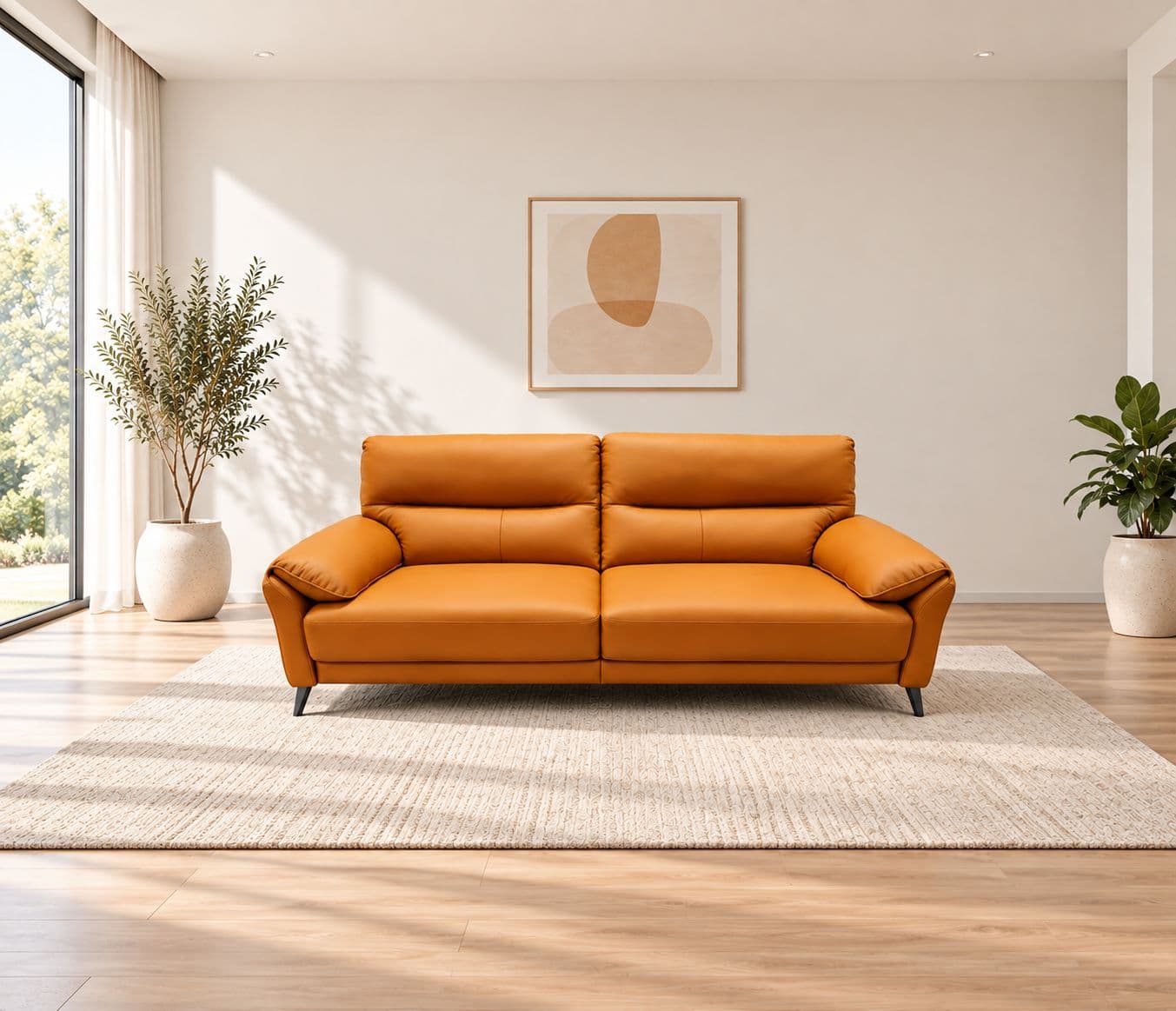 ZM978-Sofa 2 Seater -1802 Peru Tan Top Grain Leather+PVC (WH)