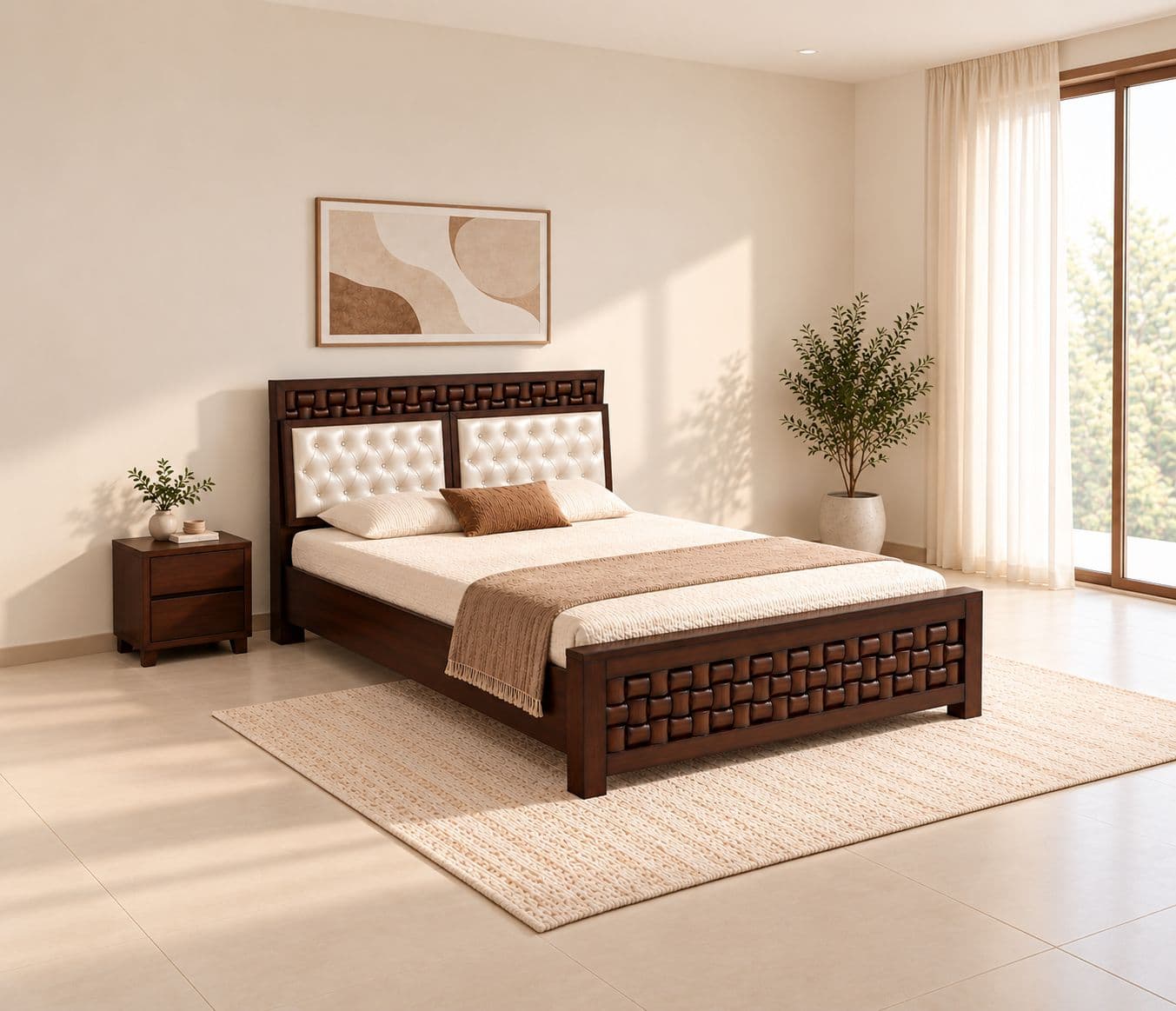 Boston Cot Queen Size With Regular Storage (WH)