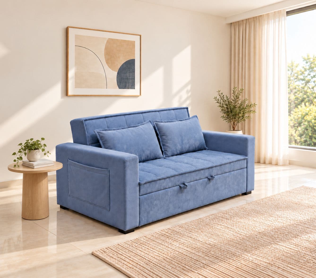 Image 1 for Anke Sofa Cum Bed 3 Seater Suede Fabric (Grey)(EC)(HYD)(SKN)(KORA)