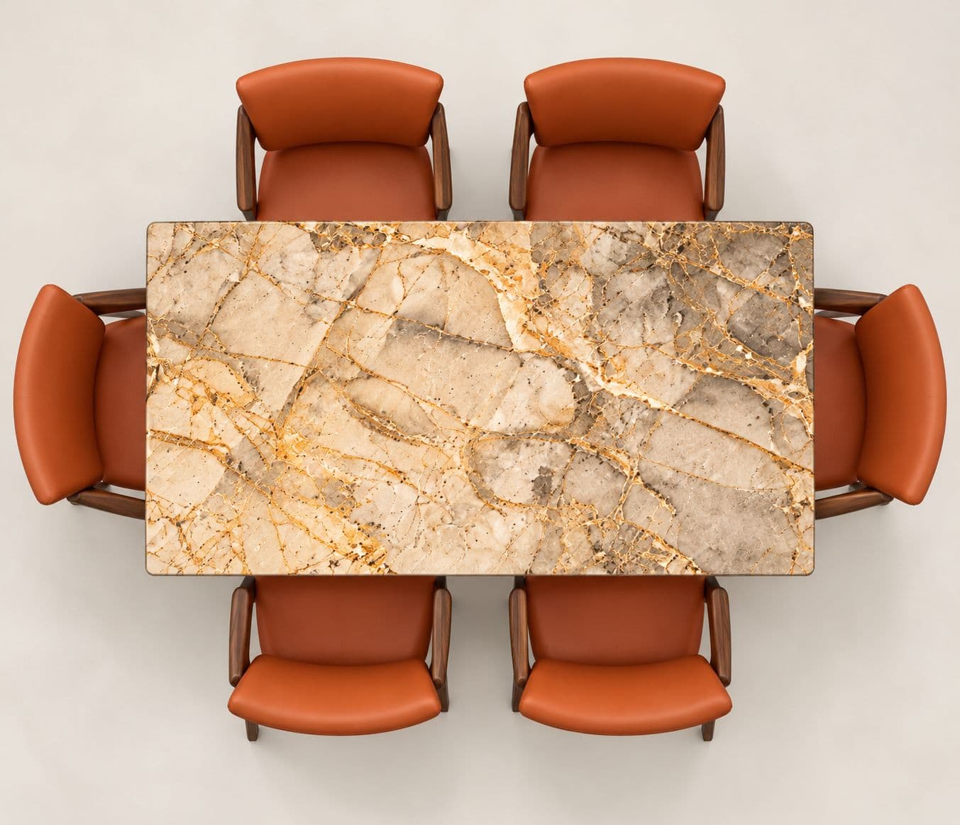 Image 4 for Dining Table 1+6 Seater Trio / DC 32 / Cogo Marble Top Ash Wood With Metal Grip Base  66*36 (BS-WF)