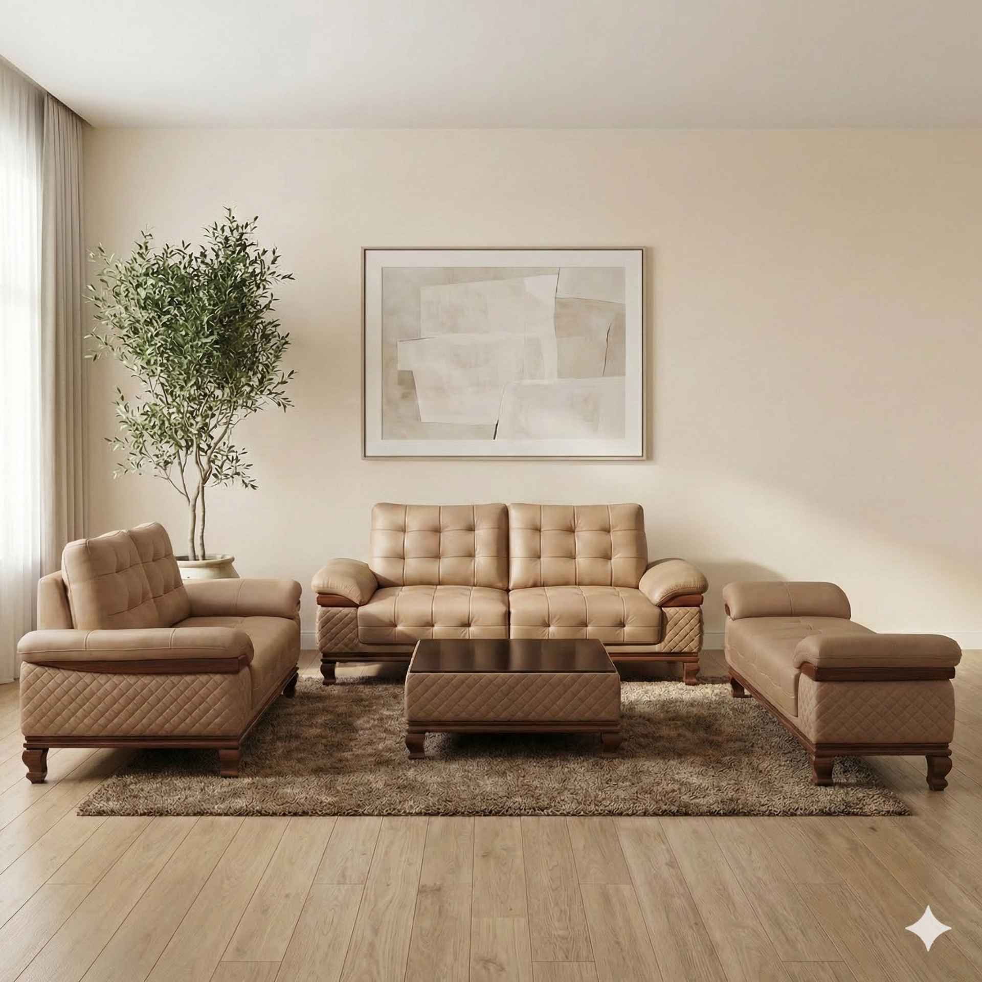 Nerra Comfort 3+2+D+CT Sofa (Micro Swede, Brown)(BTM) (EC)(KOR)
