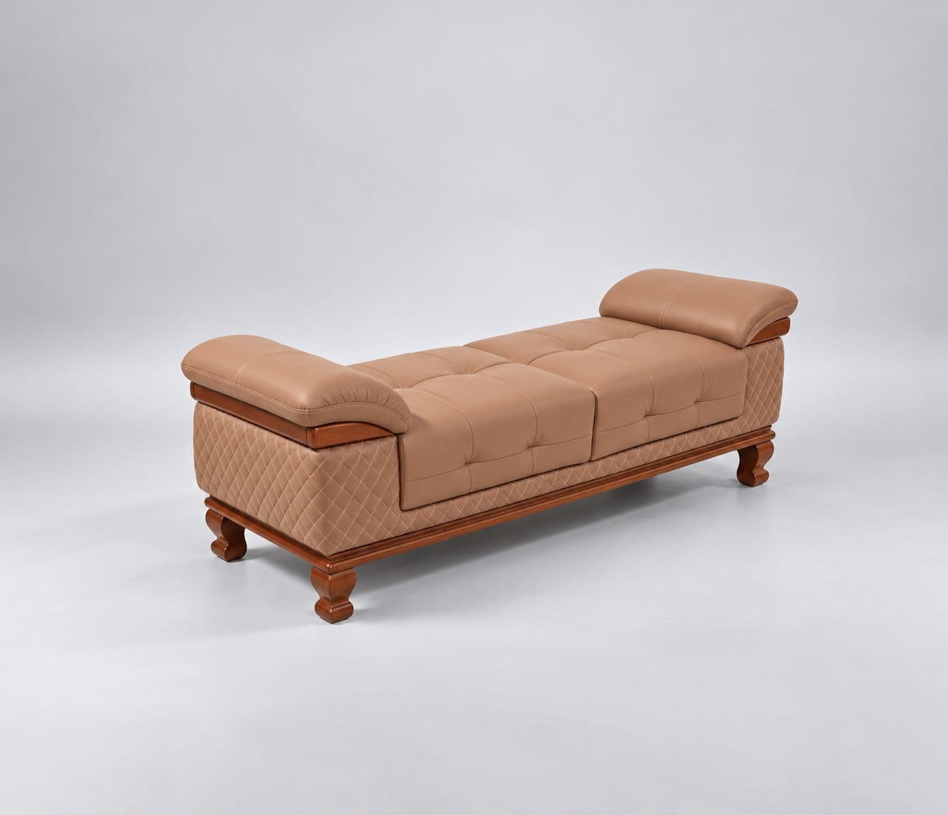 Image 5 for Talwar A stylish diwan sofa Premium Tan-Brown Upholstery Elegant Diamond-Pattern Stitching And A Classic Wooden Base (WH)