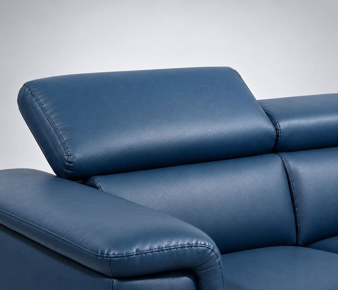 Image 4 for Douglas 3+2+2 Sofa Set Premium Royal Blue Leather Adjustable-Style Cushioned Headrests Thick, Comfortable Cushioned Seating Metal-Style Legs (WH)
