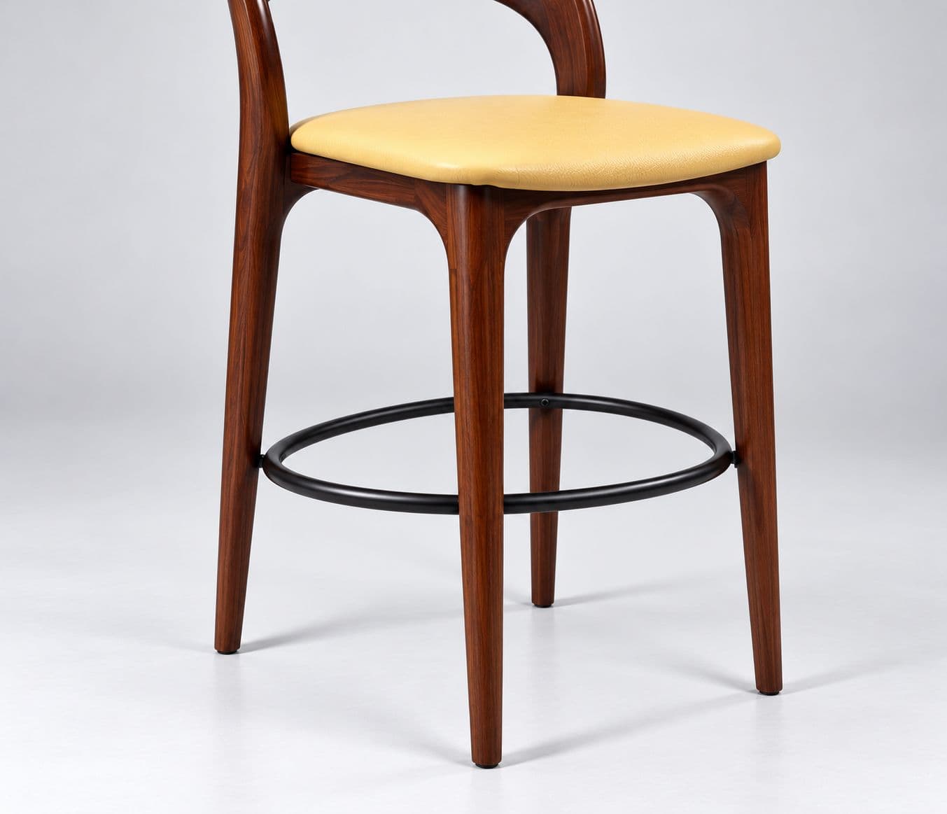 Image 7 for Bar Stool Chair Single Seater Curved Wooden Backrest With A Smooth Polished Finish Four Tapered Wooden Legs (HYD OTD)