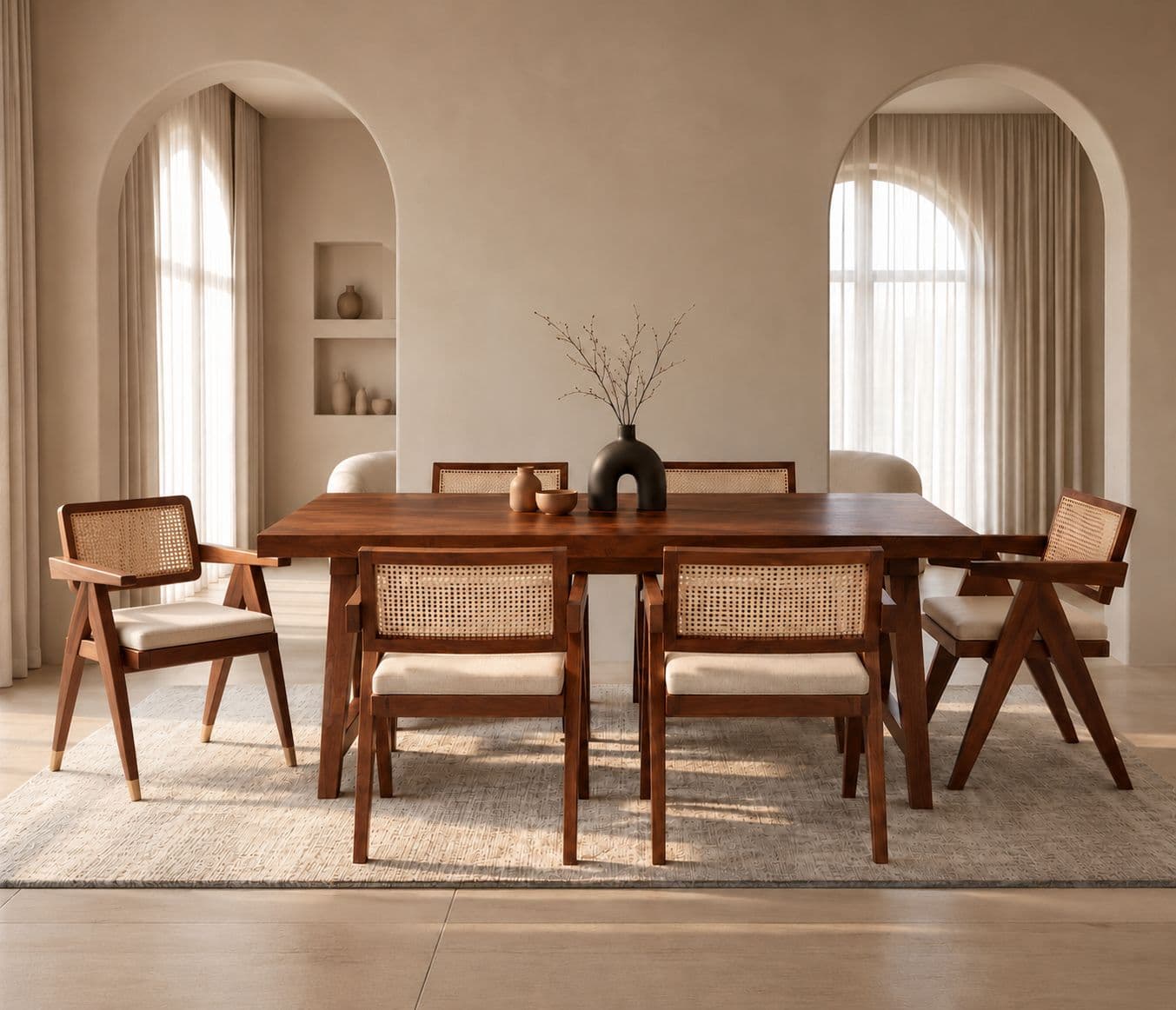 Roma 6 Seater Dining Set With Sheesham Wood  (EC)(HYD)