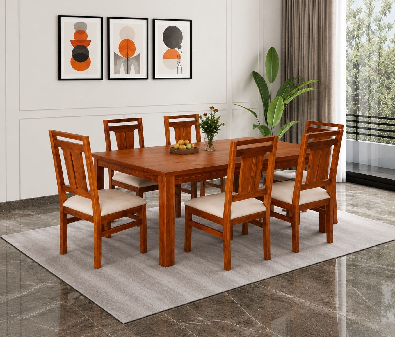 Imperium Casa 6 Seater Dining Set With Wooden Table (EC)(SKN)