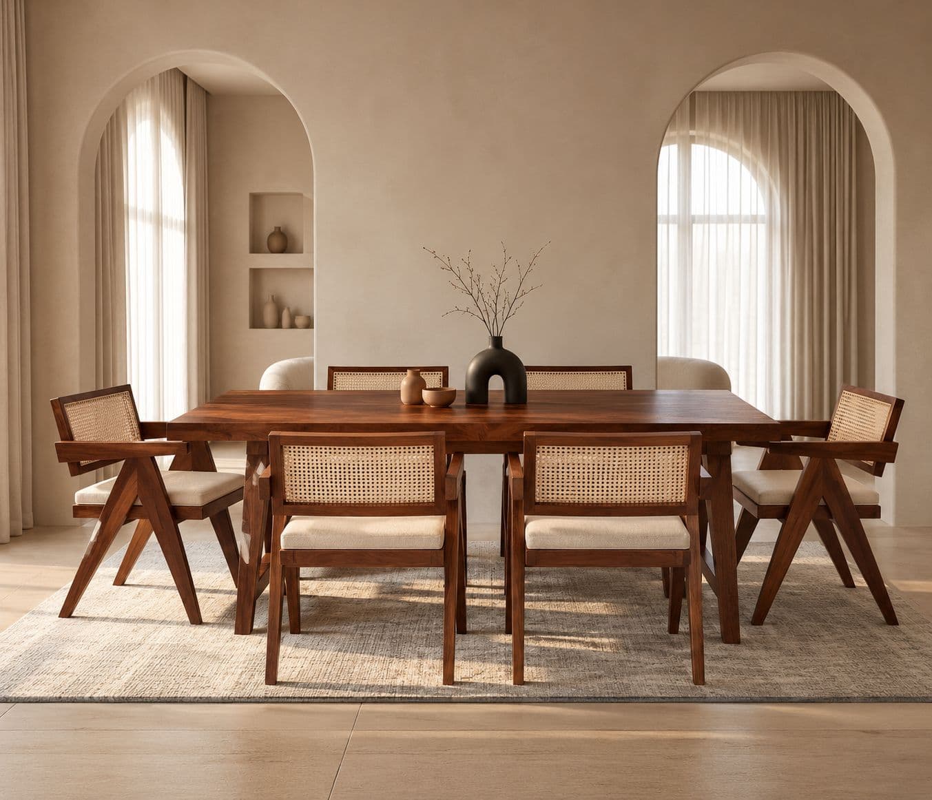 Image 3 for Roma 6 Seater Dining Set With Sheesham Wood  (EC)(HYD)