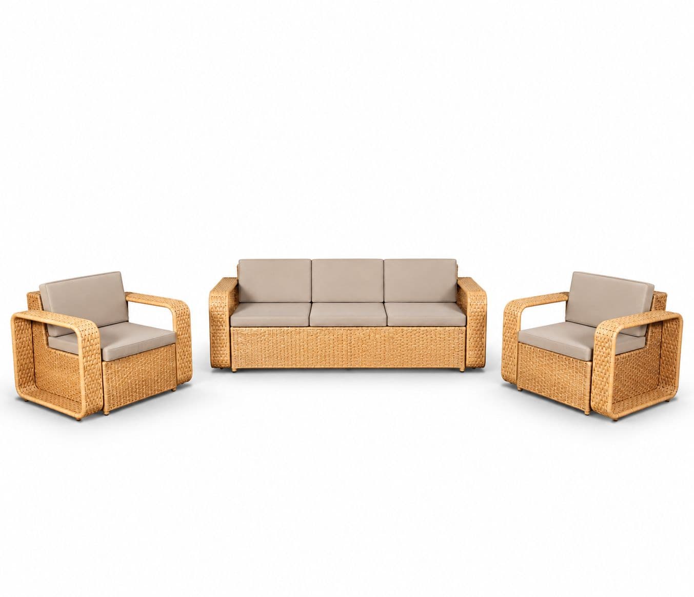 Image 2 for ODR-04 (Wicker) Sofa Set 3+1+1 Seater And With Black  Cushion (RCH SW) (OWD)