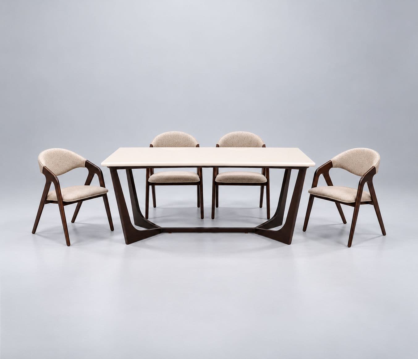 Image 3 for Berlin Metaphor Dining Set 1+6 Seater Marble Top With Wood Base